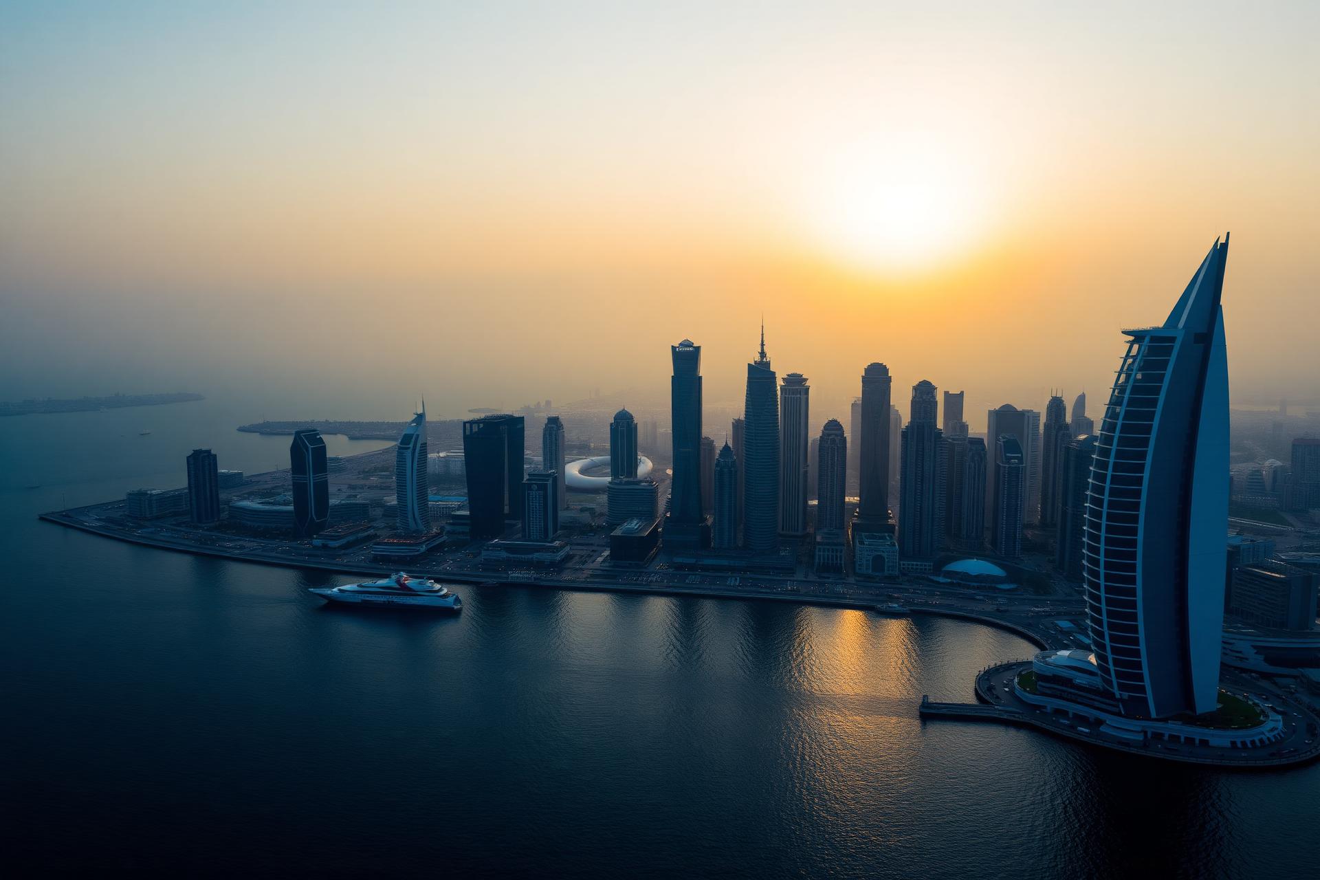 Doha skyline at sunset